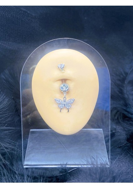 Cerrahi Çelik Gümüş Rengi Göbek Piercing Küpe