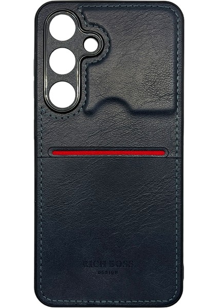 Samsung Galaxy A15 Kartlıklı Rich Boss Lüx Deri Kılıf Lacivert