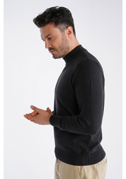 Erkek Antrasit %100 Pamuk Yarım Balıkçı Yaka Triko Kazak TRIST-1104 fiyatları