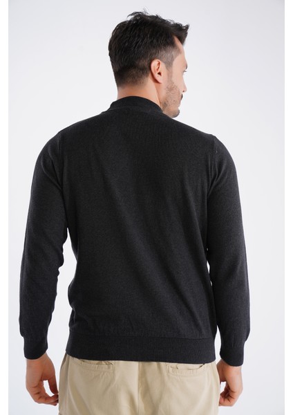Erkek Antrasit %100 Pamuk Yarım Balıkçı Yaka Triko Kazak TRIST-1104 fırsatları