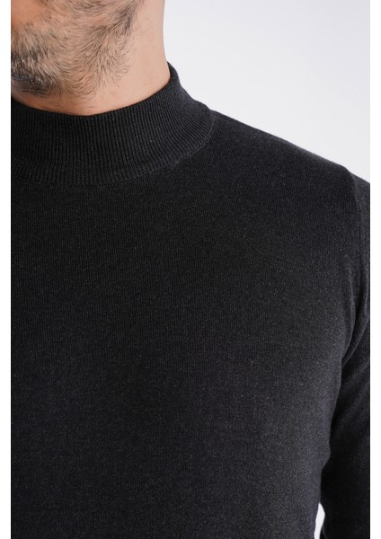 Erkek Antrasit %100 Pamuk Yarım Balıkçı Yaka Triko Kazak TRIST-1104 indirimleri