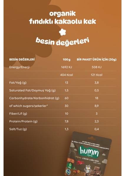 Organik Glutensiz Vegan Kakaolu ve Fındıklı Kek Atıştırmalık Paketi - 3 Adet indirimleri