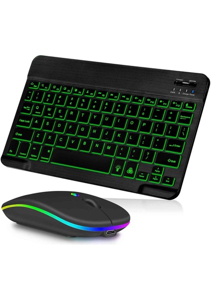 Lenovo Tab M10 Plus Tüm Seri Rgb Işıklı (7 Renkli) Bluetooth & Wireless Türkçe Klavye Mouse Seti Design By Newface