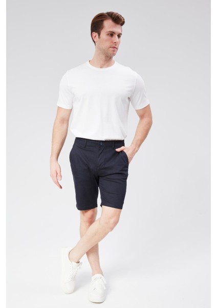 Erkek Modal Karşımlı Chino Slim Fit Şort Lacivert