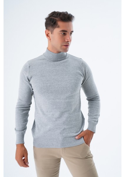 Erkek Gri %100 Pamuk Yarım Balıkçı Yaka Triko Kazak TRIST-1104 fiyatları
