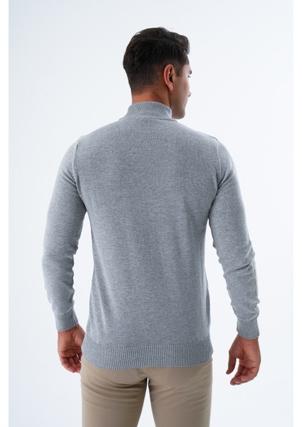 Erkek Gri %100 Pamuk Yarım Balıkçı Yaka Triko Kazak TRIST-1104 modelleri
