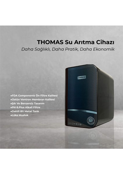 Ph8 Plus Siyah Renk Su Arıtma Cihazı (Montaj Musluk Dahil)