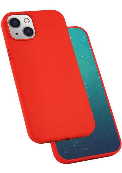 Mutcase - Apple iPhone 13 Mini - Kılıf Soft Prüzsüz Renkli Silk Silikon - Kırmızı