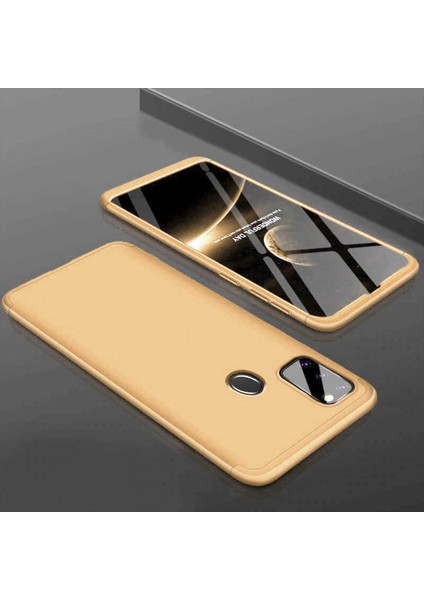 - Samsung Galaxy M30S - Kılıf Parmak Izi Yapmayan 3 Parça Ays Kapak - Gold