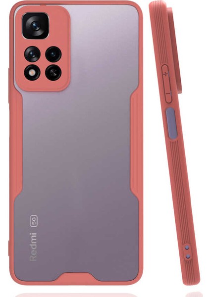 - Xiaomi Redmi Note 11 Pro Plus 5g - Kılıf Kenarı Renkli Arkası Şeffaf Parfe Kapak - Pembe