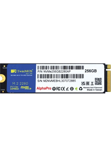 NVME256GB2280AP, Alphapro, 256GB, 3600-3250MB/S, Gen3, Nvme Pcıe M.2 2280, Ssd,  Tlc, 3dnand