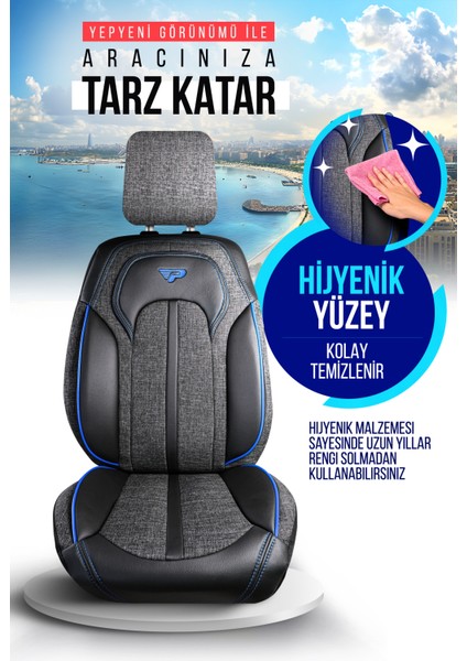 Panda Sevılla Serısı Keten Kumaş Oto Koltuk Kılıfı - Tam Set fırsatları