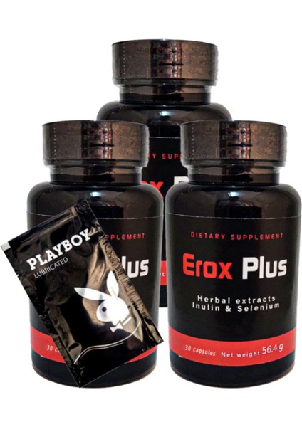 Playboy Jel + Eroxplus Erkeklere Özel Destekleyici Takviye 30'lu x 3 Adet