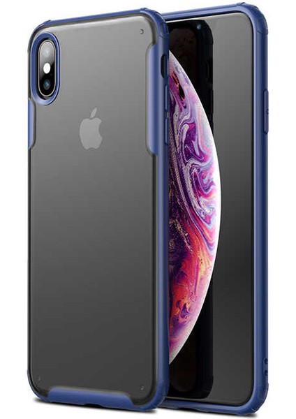 - Apple iPhone Xs Max 6.5 - Kılıf Koruyucu Sert Volks Kapak - Lacivert