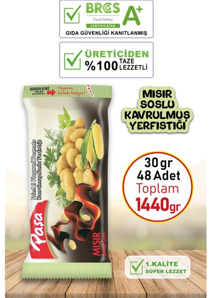 Paşa Kuruyemiş Mısır Soslu Yer Fıstığı 30 gr x 48 Adet 1440 gr