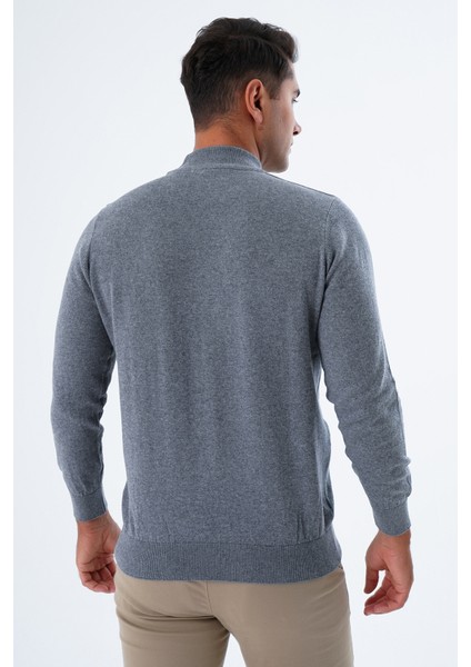 Erkek Koyu Gri %100 Pamuk Yarım Balıkçı Yaka Triko Kazak TRIST-1104 fiyatları