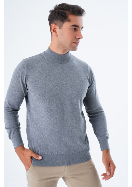 Erkek Koyu Gri %100 Pamuk Yarım Balıkçı Yaka Triko Kazak TRIST-1104 modelleri