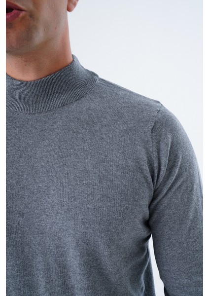 Erkek Koyu Gri %100 Pamuk Yarım Balıkçı Yaka Triko Kazak TRIST-1104 indirimleri