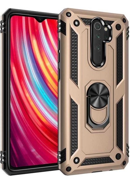 - Xiaomi Redmi Note 8 Pro - Kılıf Yüzüklü Zırh Tank Vega Kapak - Gold