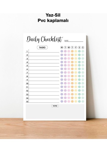 Daily Checklist Yaz-Sil Pvc Poster 21X30 cm