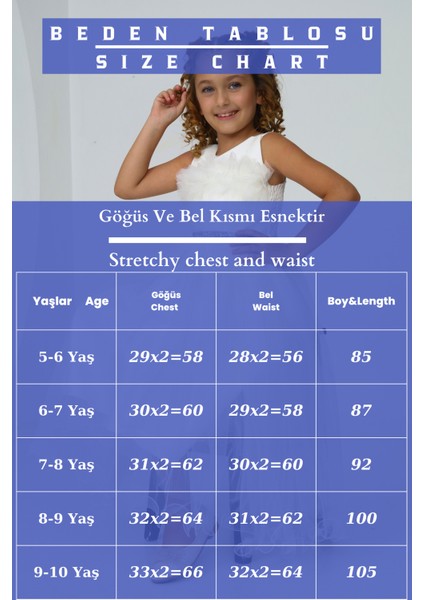 Kız Çocuk Açık Mavi Abiye Elbise Düğün KIYAFETI-ABY-2002