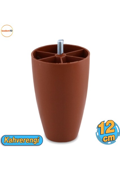 4 Adet Vidalı Oval 12 Cm Kahve Plastik Mobilya Yükseltici Yükseltme Koltuk Kanepe Baza Ayağı