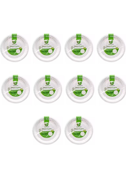 Nature Ekolojik Karton Kağıt Tek Kullanımlık Tabak - 26 Cm. - 50 Adetlik 10 Paket