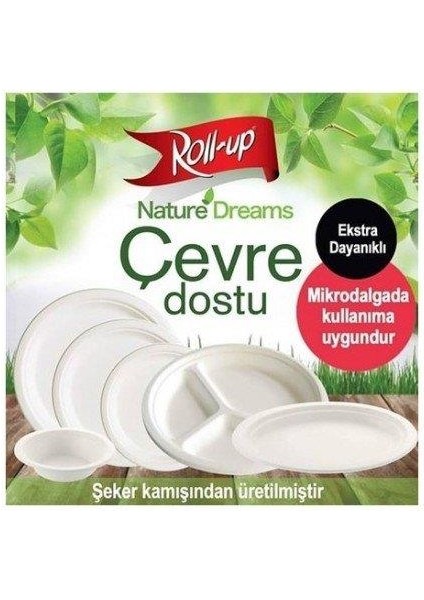 Nature Ekolojik Karton Kağıt Tek Kullanımlık Tabak - 26 Cm. - 50 Adetlik 10 Paket