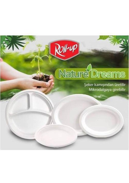 Nature Ekolojik Karton Kağıt Tek Kullanımlık Tabak - 26 Cm. - 50 Adetlik 10 Paket