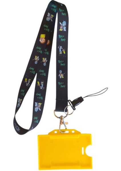 Dodo Bone Rick And Morty Iı Kart Askı Ipi, Yaka Askı Ipi, Telefon Askısı ve Sarı Plastik Yatay Kartlık