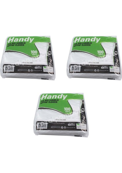 Hdpe İş Temizlik Tek Kullanımlık Şeffaf Eldiven / Büyük Boy / 100 Adetlik 3 Paket - Koli