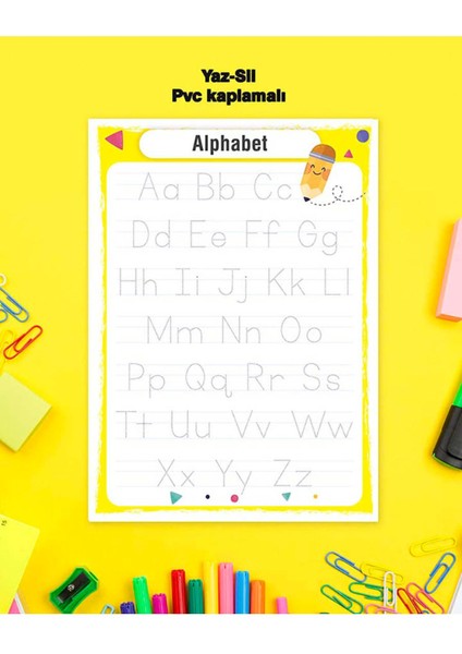 Ingilizce Çocuk Eğitim Alphabetyaz-Sil Pvc Kaplamalı Tekli Poster 30X42 cm