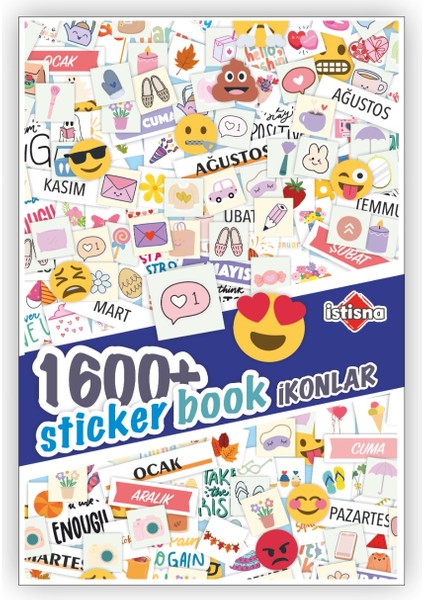 1600 Ikonlar Emoji Sticker Book Ajanda Bullet Journal Laptop Telefon Bavul Etiket Defteri Kitabı