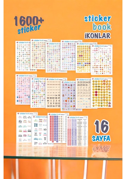 1600 Ikonlar Emoji Sticker Book Ajanda Bullet Journal Laptop Telefon Bavul Etiket Defteri Kitabı