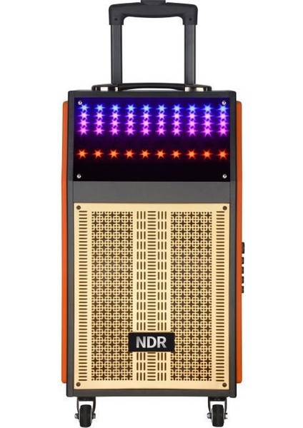 NDR-108R Turuncu Kablosuz Mikrofonlu Uzaktan Kumandalı Rgb Işıklı Bluetooth Hoparlör