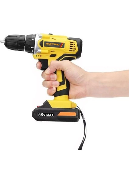 Titan Serisi 58 Vf 8 Ah Süper Set Çelik Şanzumanlı Çift Akülü Profesyonel Şarjlı Vidalama Matkap