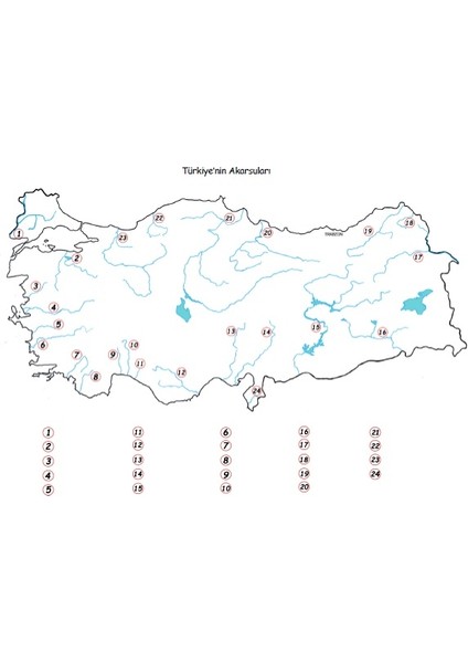 A3 Boy Dilsiz Türkiyenin Akarsuları Haritası Renksiz 10 Adet