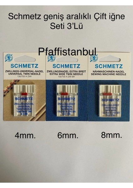 Geniş Aralıklı Çift Iğne Seti 3'lü