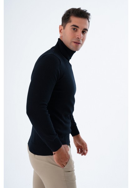 Erkek Siyah %100 Pamuk Balıkçı Yaka Triko Kazak TRIST-1105 fiyatları