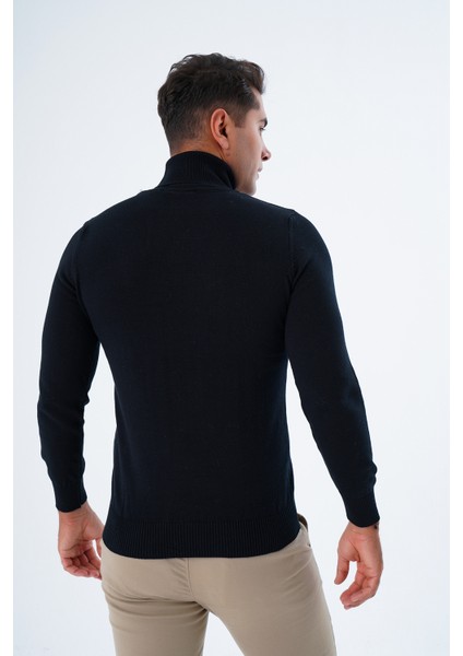 Erkek Siyah %100 Pamuk Balıkçı Yaka Triko Kazak TRIST-1105 indirimleri