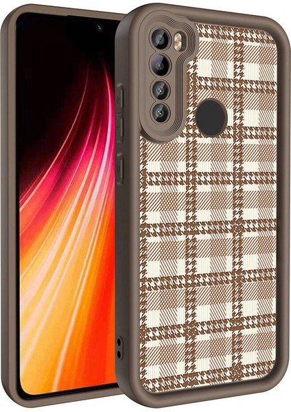 - Xiaomi Redmi Note 8 - Kılıf Kamera Korumalı Baskılı Arka Yüzey Klas Kapak - Koyu Kahve