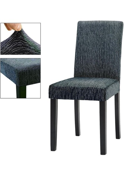 Jakarli Sandalye Örtüsü Çubuk Desen Yüksek Esnekli Sandalye Kılıfı( 6ADET)