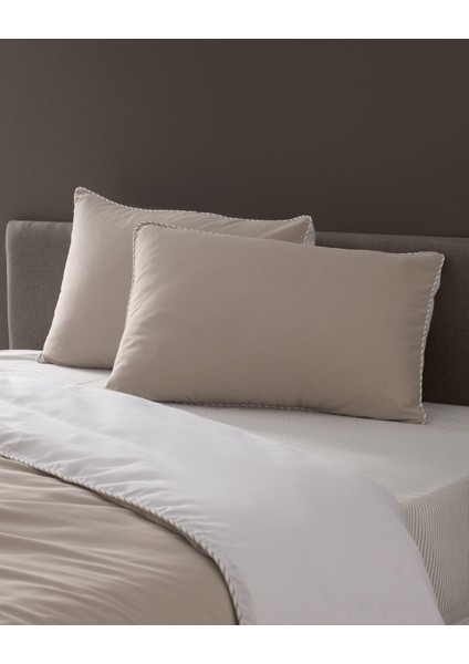 Verne Çift Kişilik %100 Pamuk Biyeli Baskılı Saten Nevresim Takımı - Bej/Beyaz modelleri