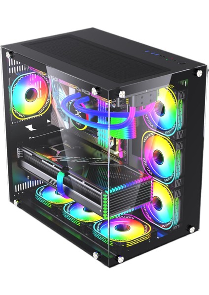 Snt Ufo Iı 750 Watt 80+ Bronze Power Midi Tower Atx Gaming Akvaryum 7 x Argb Masaüstü Bilgisayar Kasası