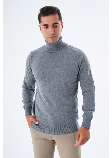 Erkek Koyu Gri %100 Pamuk Balıkçı Yaka Triko Kazak TRIST-1105 fiyatları