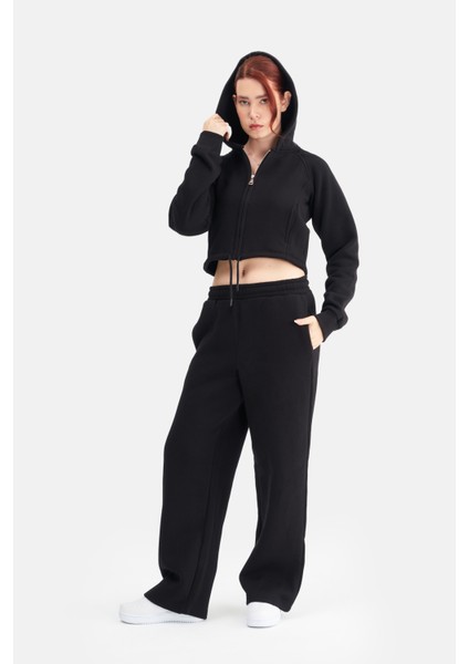 Kadın Beli Lastikli Jogger, Yüksek Bel, Wide Leg Pantolon