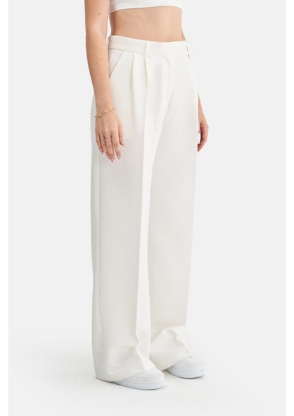 Kadın Yüksek Bel Esnek Çift Pile Palazzo Pantolon fırsatları