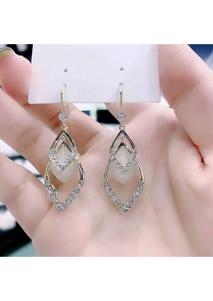 Satisfactionmoda Kedi Gözü Elmas Küpe Kadın Ilkbahar ve Yaz Ince Yeni Stil Işık Lüks High-End Küpe (Yurt Dışından)