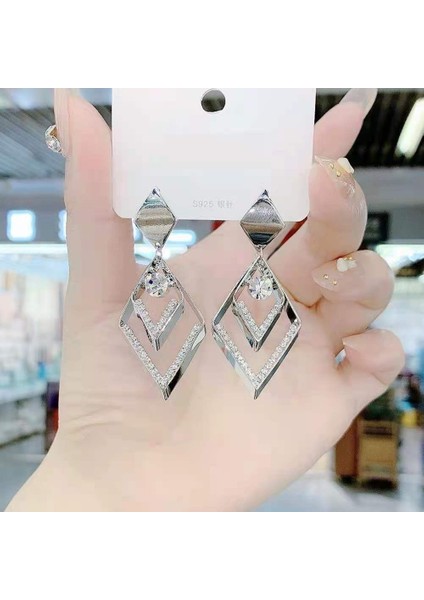 Satisfactionmoda Kedi Gözü Elmas Küpe Kadın Ilkbahar ve Yaz Ince Yeni Stil Işık Lüks High-End Küpe (Yurt Dışından)