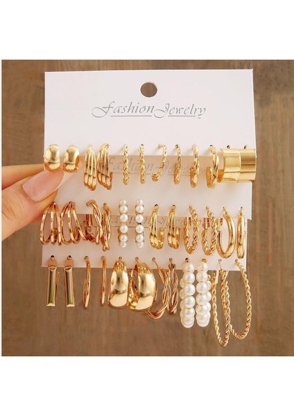 Satisfactionçok Satan Moda Avrupa ve Amerikan Tarzı Altın C-Şekilli Zincir Küpe Seti, Bayanlar Için Hafif Lüks ve Üst Düzey Küpeler (Yurt Dışından)